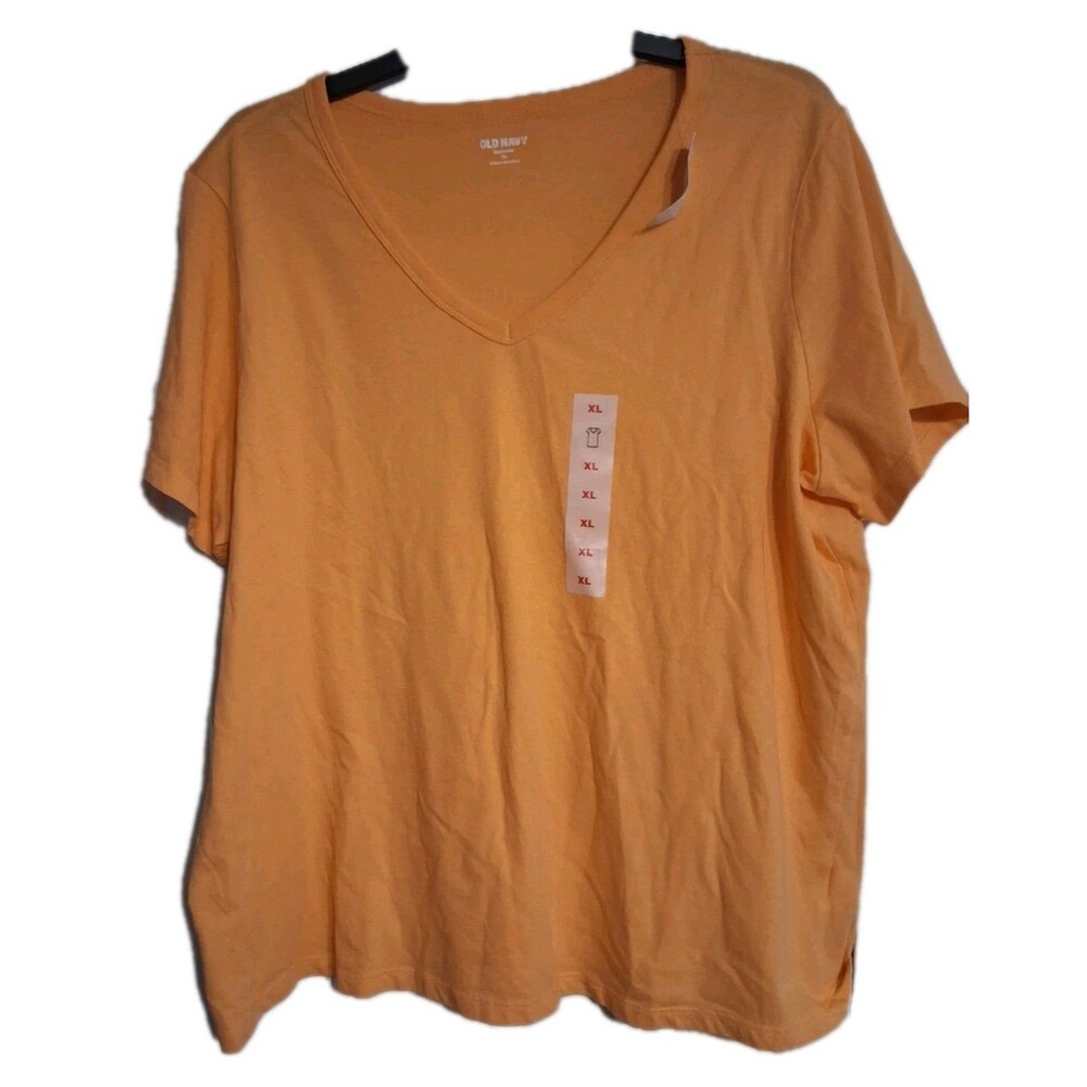 NWT Women's Old Navy EveryWear Orange V-Neck Tee Top Size XL  A7
